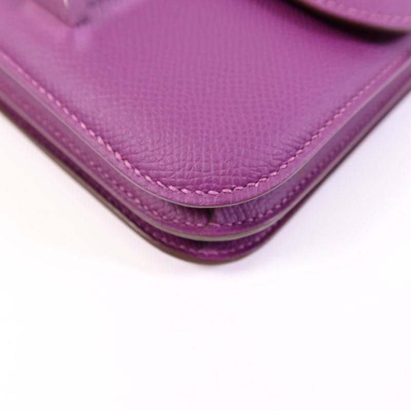 HERMES Epsom皮革Constance Mini銀扣手挽肩背兩用袋Anemone-10