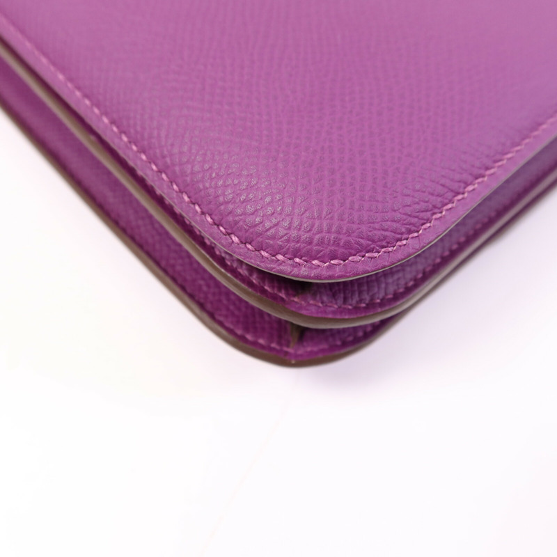 HERMES Epsom皮革Constance Mini銀扣手挽肩背兩用袋Anemone-12