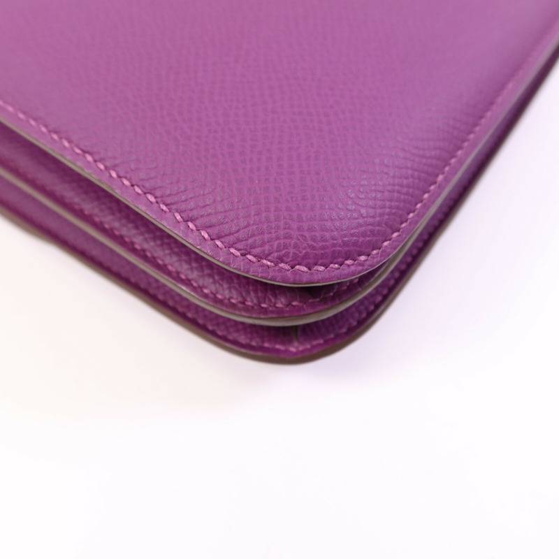 HERMES Epsom皮革Constance Mini銀扣手挽肩背兩用袋Anemone-13