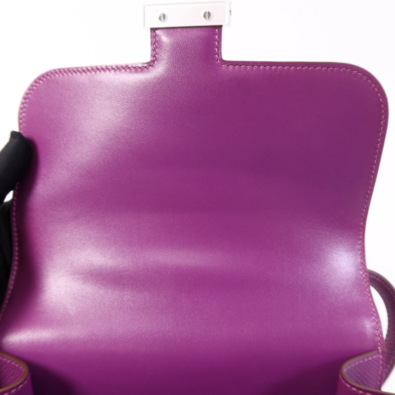 HERMES Epsom皮革Constance Mini銀扣手挽肩背兩用袋Anemone-14