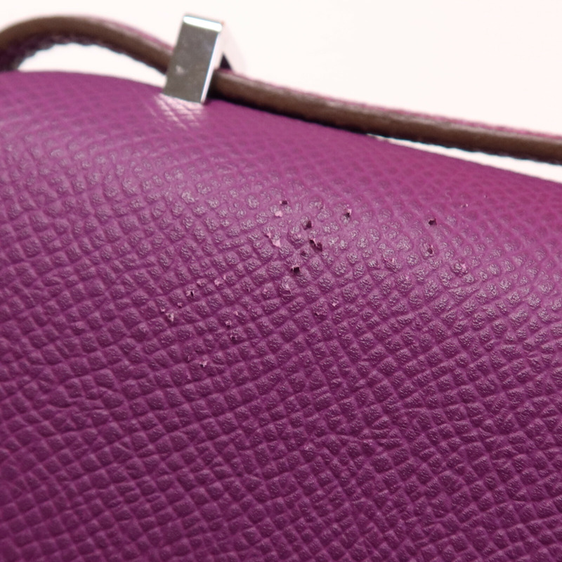 HERMES Epsom皮革Constance Mini銀扣手挽肩背兩用袋Anemone-15