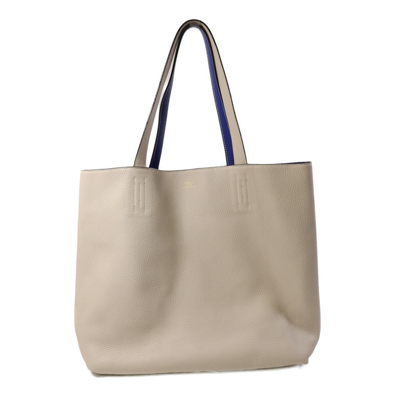 HERMES Clemence皮革Double Sens肩背袋Bleu Electrique /Parchemin-0