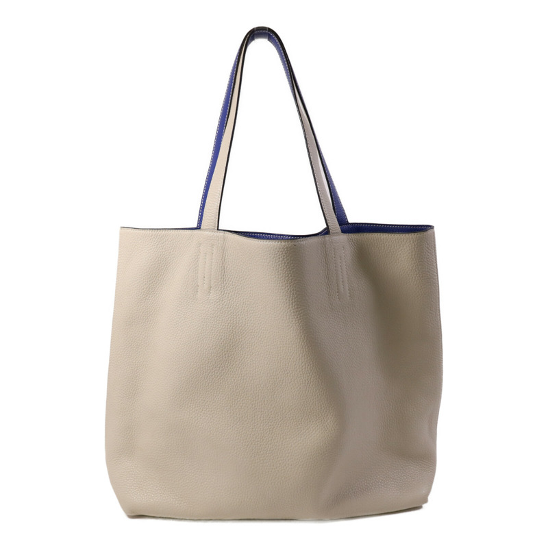 HERMES Clemence皮革Double Sens肩背袋Bleu Electrique /Parchemin-1