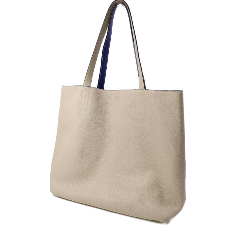 HERMES Clemence皮革Double Sens肩背袋Bleu Electrique /Parchemin-2