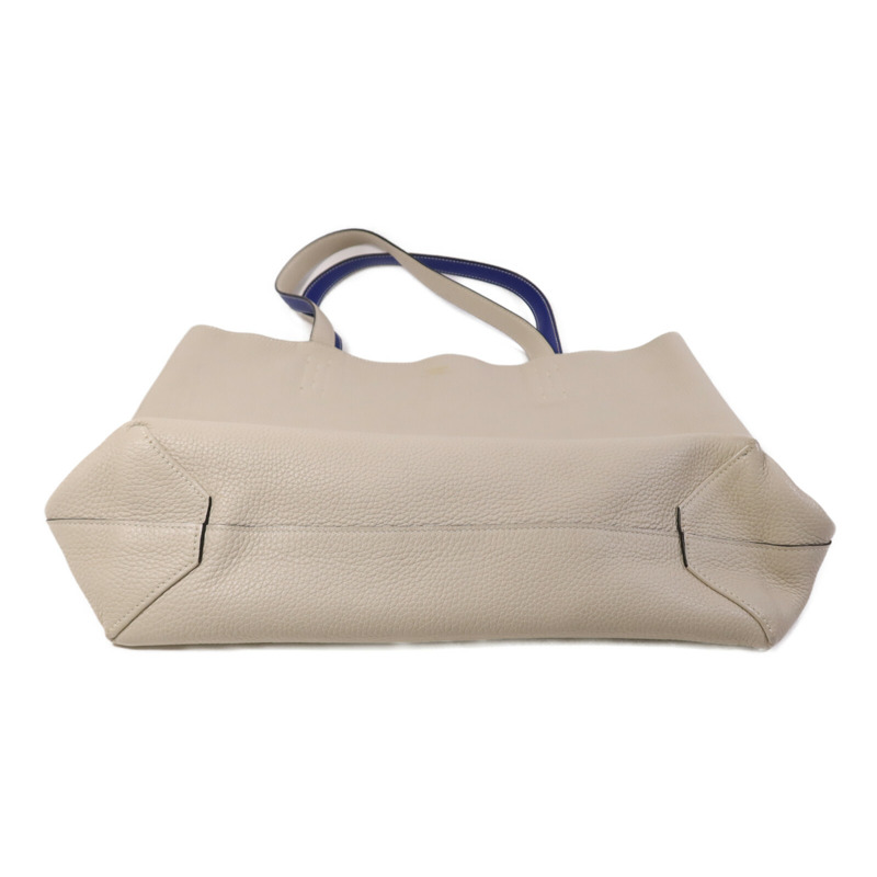 HERMES Clemence皮革Double Sens肩背袋Bleu Electrique /Parchemin-3