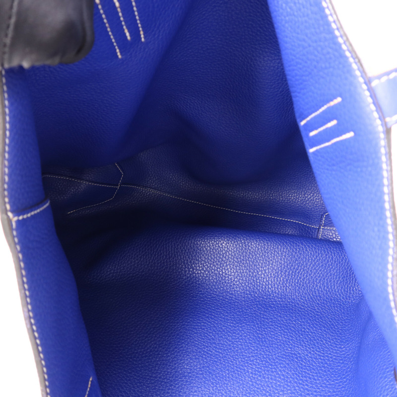 HERMES Clemence皮革Double Sens肩背袋Bleu Electrique /Parchemin-4