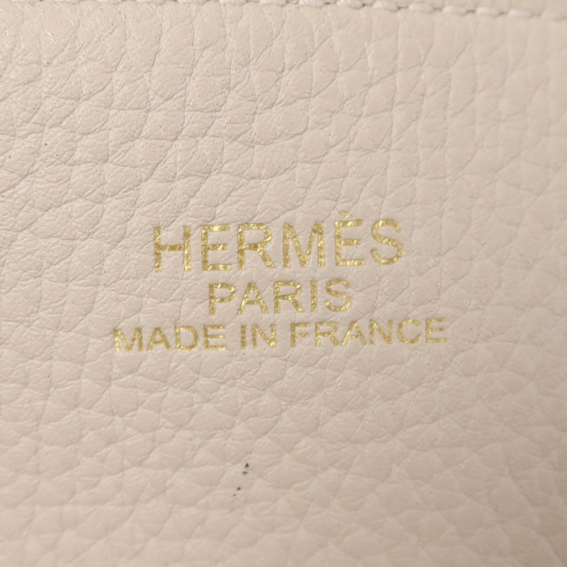 HERMES Clemence皮革Double Sens肩背袋Bleu Electrique /Parchemin-5