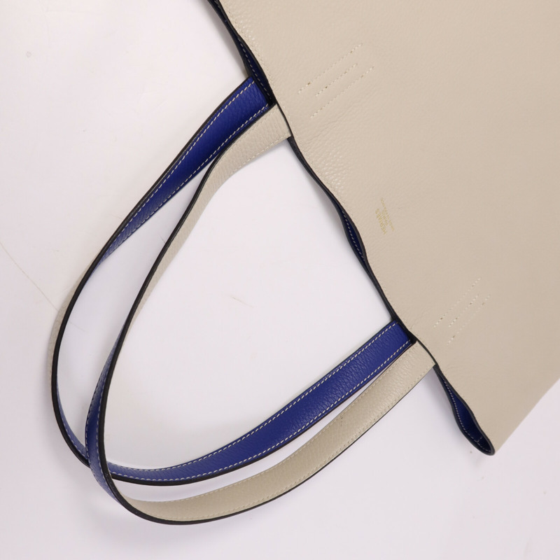 HERMES Clemence皮革Double Sens肩背袋Bleu Electrique /Parchemin-8