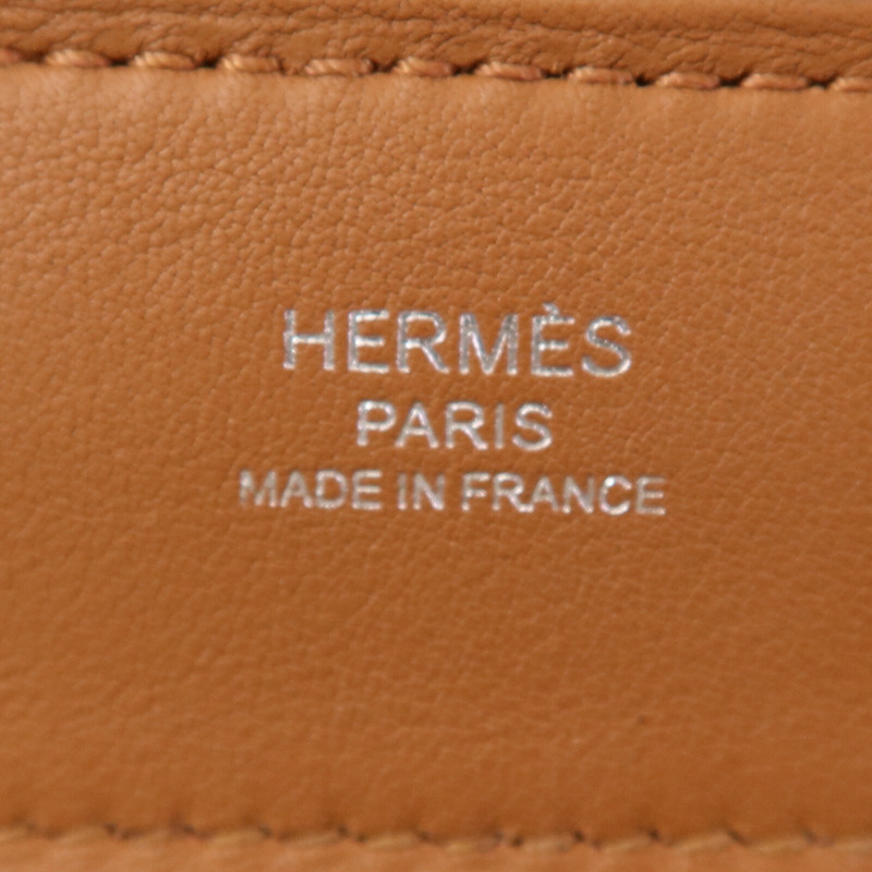 HERMES Swift皮革24/24 Mini銀扣肩背袋Gold-5