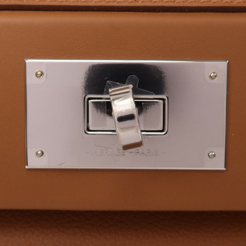 HERMES Swift皮革24/24 Mini銀扣肩背袋Gold-6