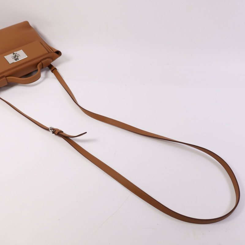 HERMES Swift皮革24/24 Mini銀扣肩背袋Gold-8