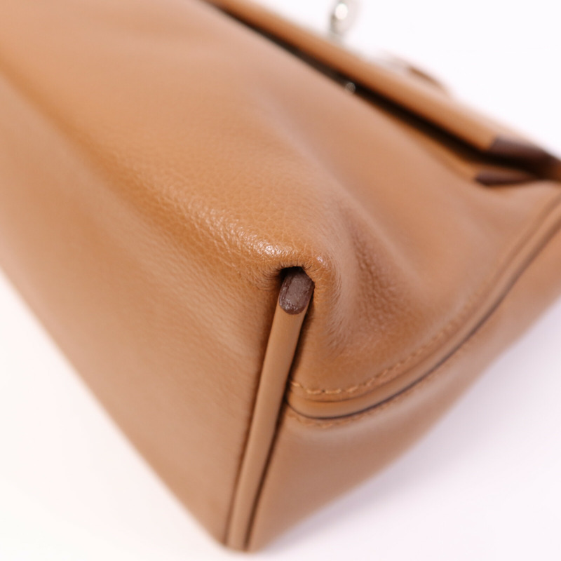HERMES Swift皮革24/24 Mini銀扣肩背袋Gold-10