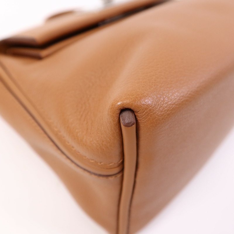 HERMES Swift皮革24/24 Mini銀扣肩背袋Gold-11