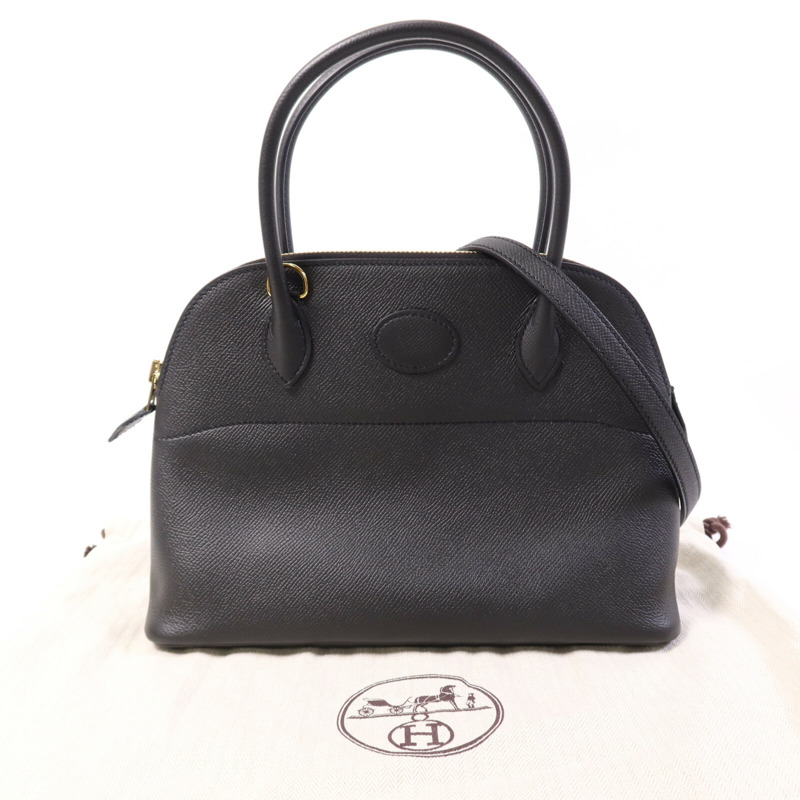 HERMES Epsom皮革Bolide 27金扣手挽肩背兩用袋Noir-8