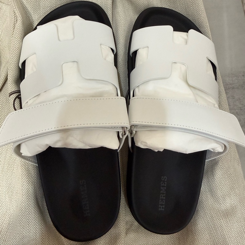 💖Hermes 二舅鞋 拖鞋 白色 38號💖 全新-1