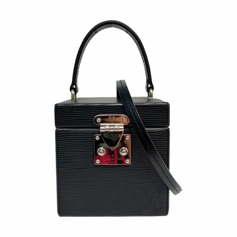 LOUIS VUITTON BLEECKER BOX黑色EPI牛皮水波紋單肩包手提包斜挎包銀色五金可拆卸肩帶