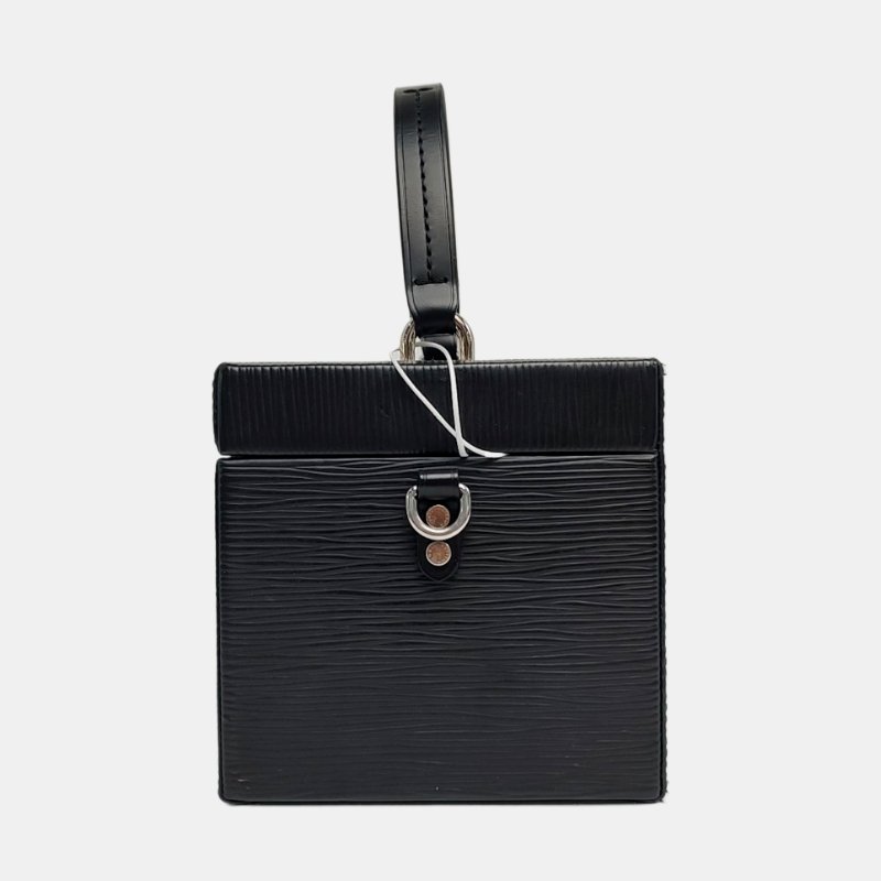 LOUIS VUITTON BLEECKER BOX黑色EPI牛皮水波紋單肩包手提包斜挎包銀色五金可拆卸肩帶-2