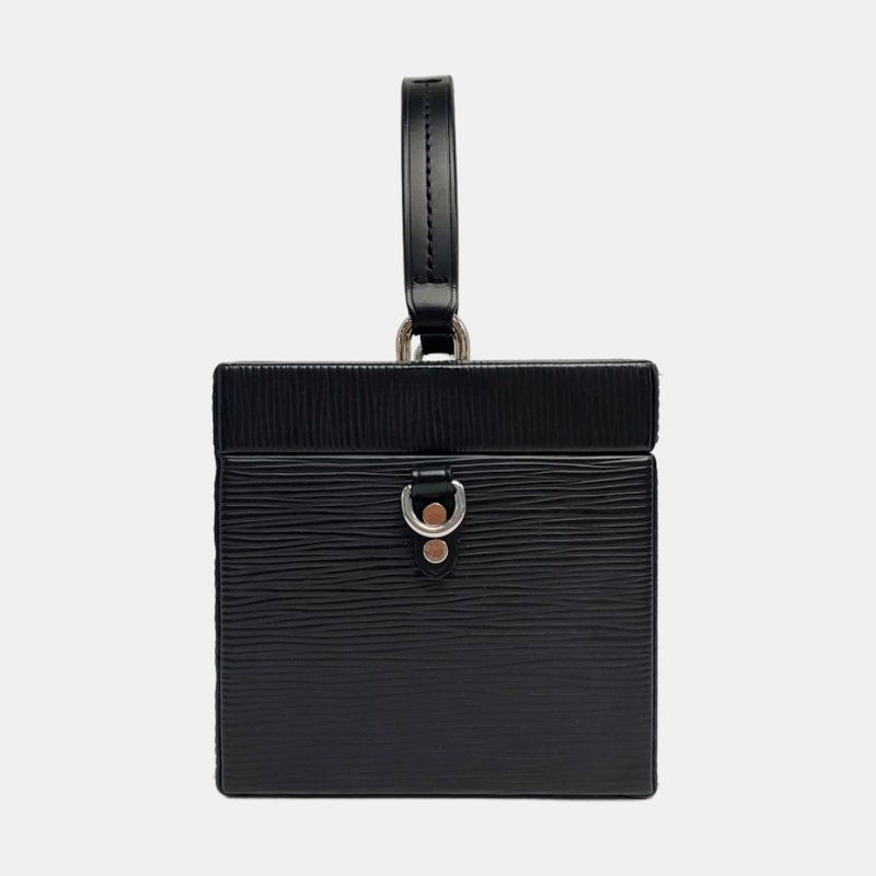 LOUIS VUITTON BLEECKER BOX黑色EPI牛皮水波紋單肩包手提包斜挎包銀色五金可拆卸肩帶-3