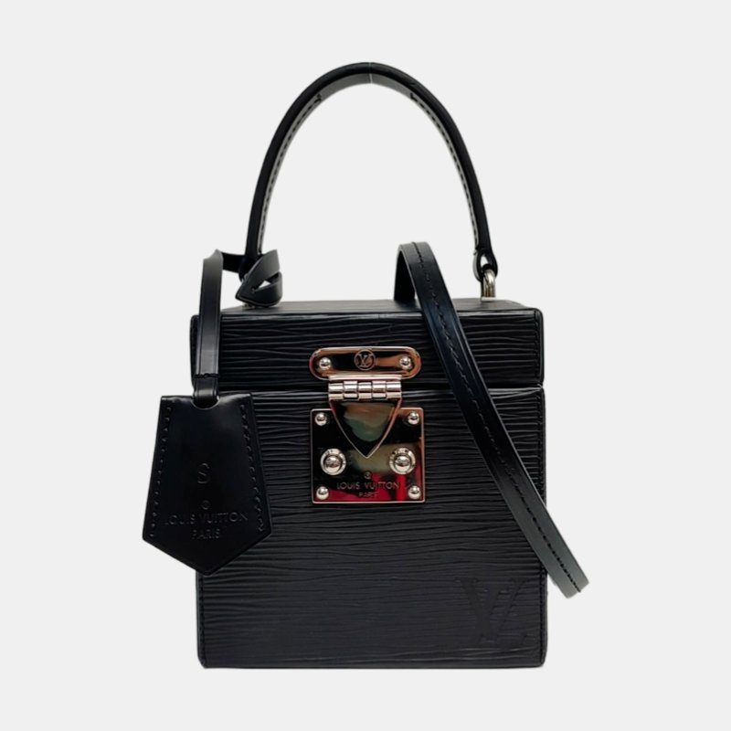 LOUIS VUITTON BLEECKER BOX黑色EPI牛皮水波紋單肩包手提包斜挎包銀色五金可拆卸肩帶-7