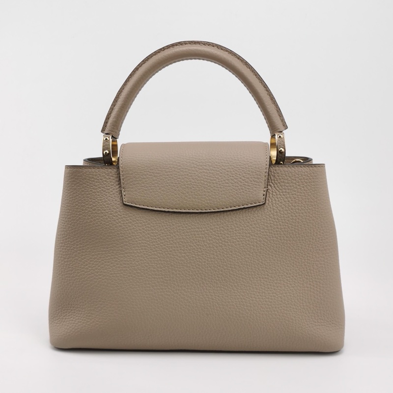 98新Louis Vuitton Capucines奶茶色中號單肩包手提包斜挎包芯片款 有肩帶-1