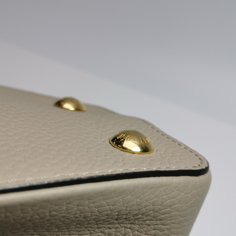 98新Louis Vuitton Capucines奶茶色中號單肩包手提包斜挎包芯片款 有肩帶-5