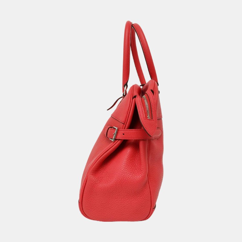 HERMES Atlas 35 齋普爾粉Clemence牛皮手提包 銀色五金 N刻-2