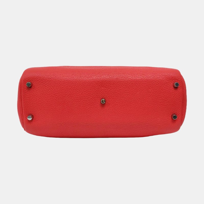 HERMES Atlas 35 齋普爾粉Clemence牛皮手提包 銀色五金 N刻-5