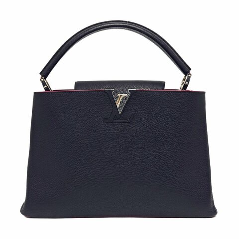 LOUIS VUITTON CAPUCINES大號深藍色牛皮手提包銀色五金