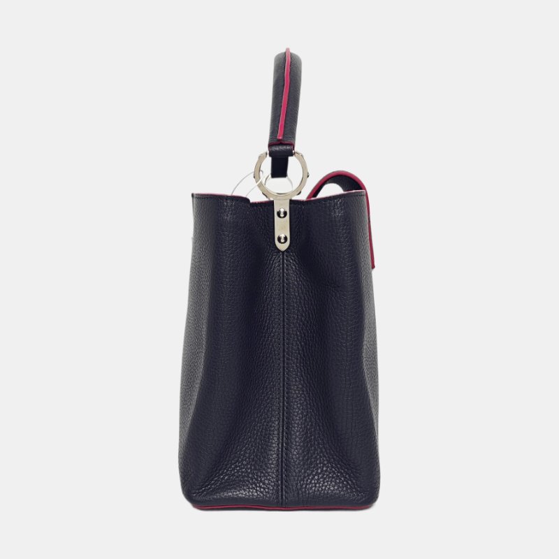 LOUIS VUITTON CAPUCINES大號深藍色牛皮手提包銀色五金-2