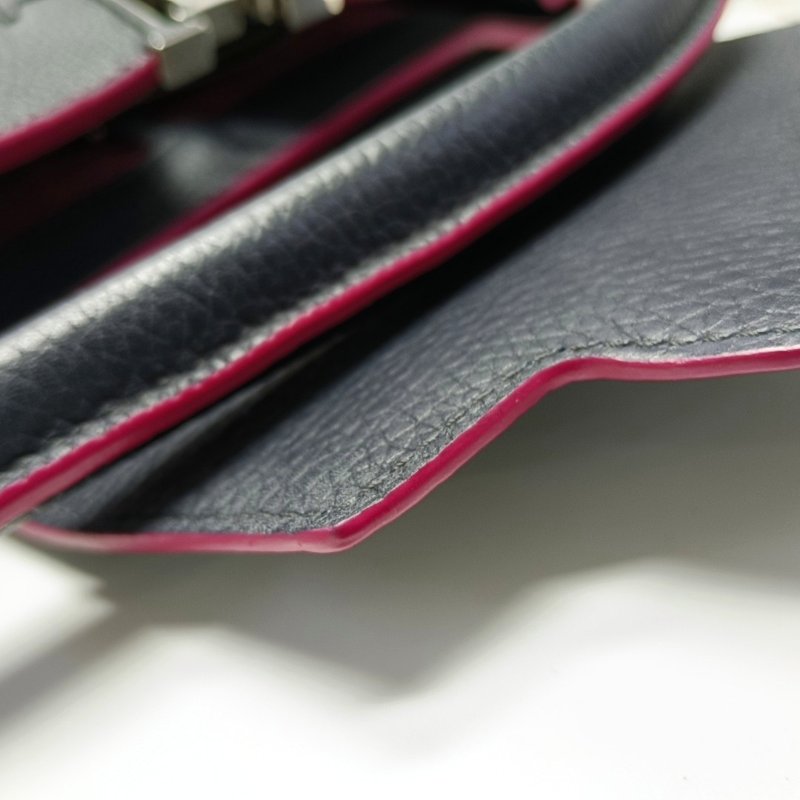 LOUIS VUITTON CAPUCINES大號深藍色牛皮手提包銀色五金-8