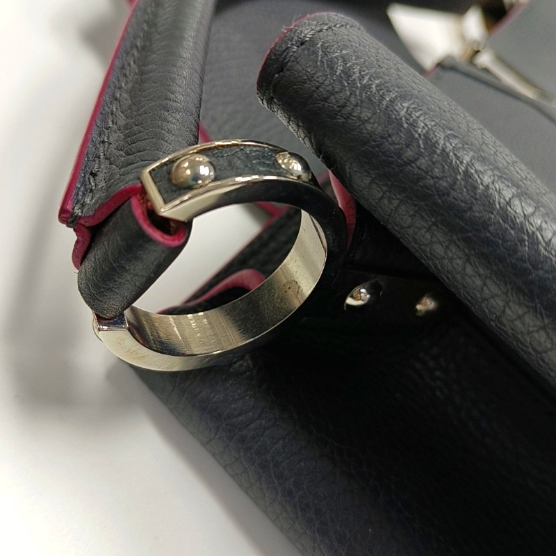 LOUIS VUITTON CAPUCINES大號深藍色牛皮手提包銀色五金-9