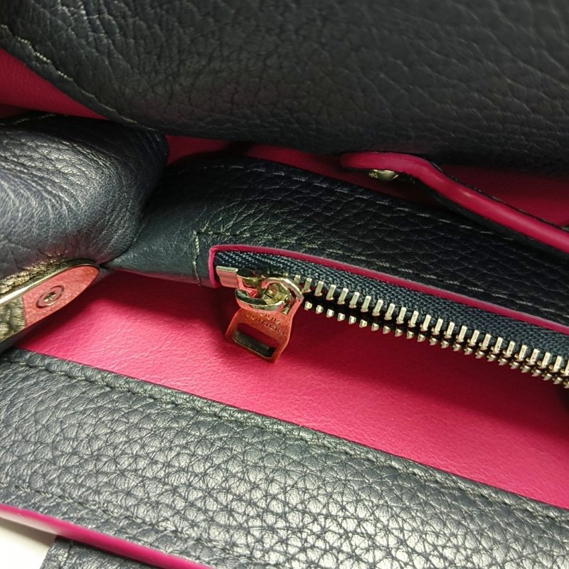 LOUIS VUITTON CAPUCINES大號深藍色牛皮手提包銀色五金-11