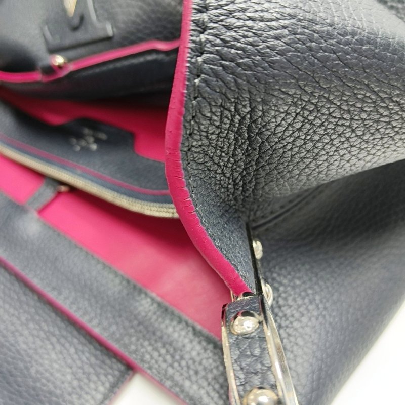 LOUIS VUITTON CAPUCINES大號深藍色牛皮手提包銀色五金-12