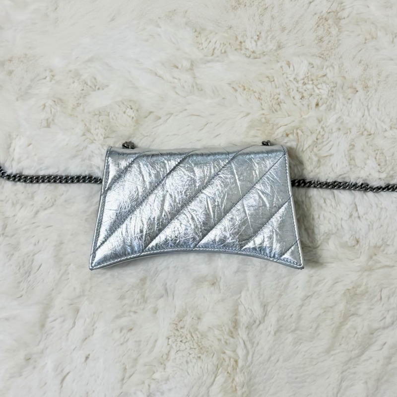Balenciaga粉碎鏈條包 金屬銀 XS-1