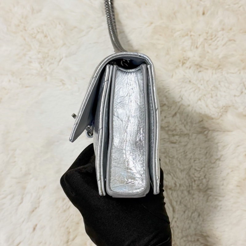 Balenciaga粉碎鏈條包 金屬銀 XS-2