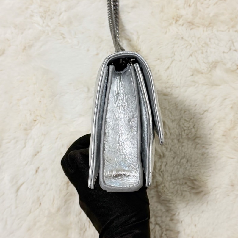 Balenciaga粉碎鏈條包 金屬銀 XS-3