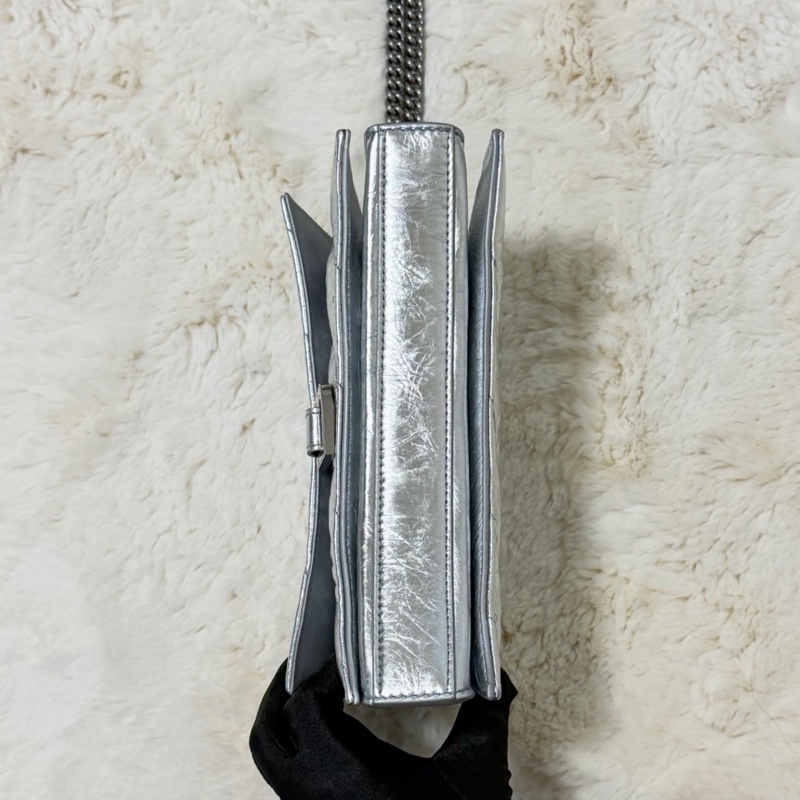 Balenciaga粉碎鏈條包 金屬銀 XS-4