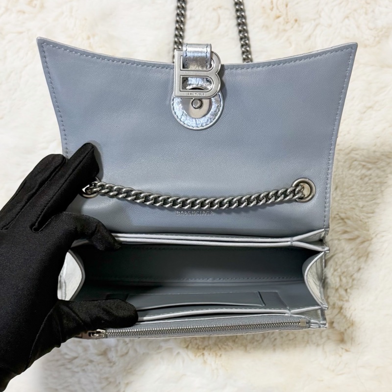Balenciaga粉碎鏈條包 金屬銀 XS-5