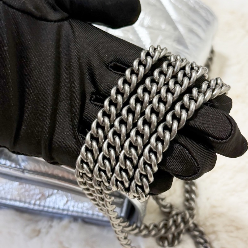 Balenciaga粉碎鏈條包 金屬銀 XS-7