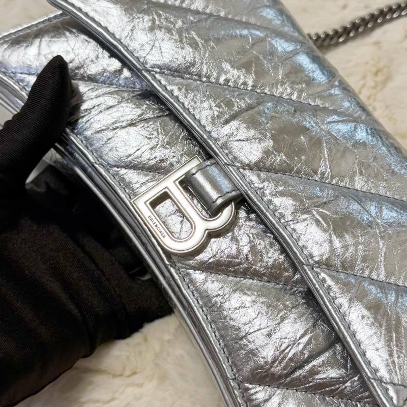 Balenciaga粉碎鏈條包 金屬銀 XS-8