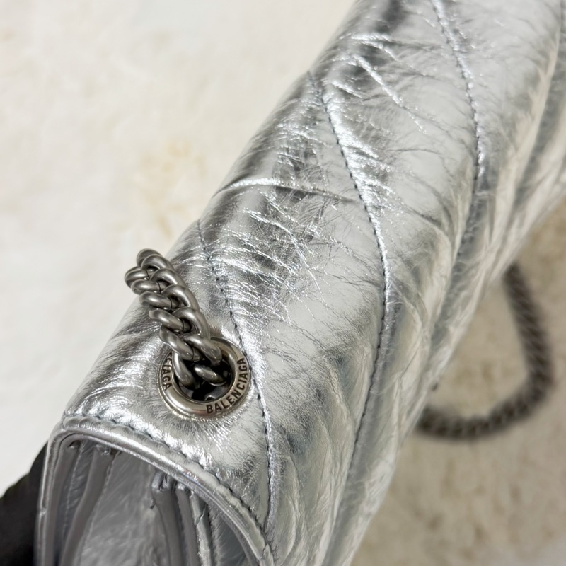 Balenciaga粉碎鏈條包 金屬銀 XS-9