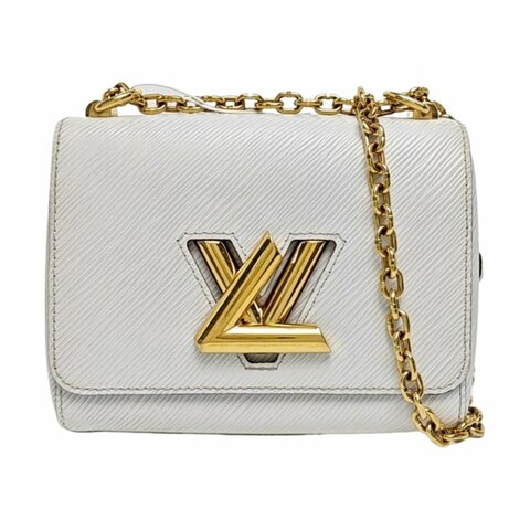 LOUIS VUITTON TWIST小號白色EPI牛皮水波紋單肩包斜挎包金色五金可拆卸肩帶