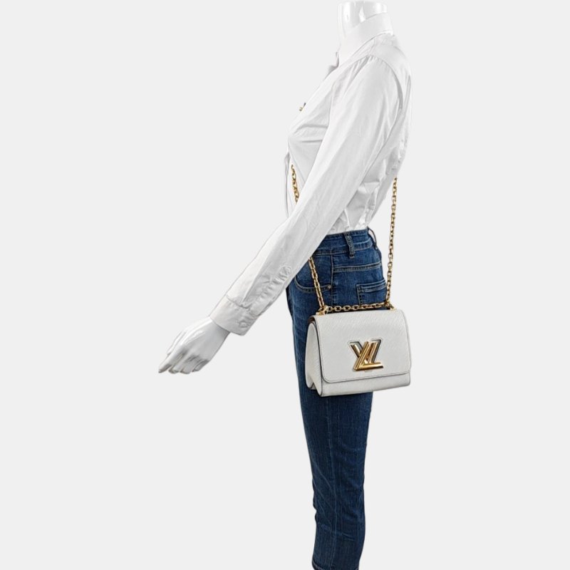 LOUIS VUITTON TWIST小號白色EPI牛皮水波紋單肩包斜挎包金色五金可拆卸肩帶-1