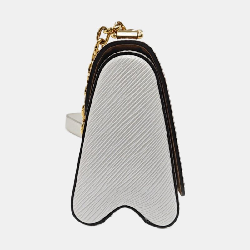LOUIS VUITTON TWIST小號白色EPI牛皮水波紋單肩包斜挎包金色五金可拆卸肩帶-3