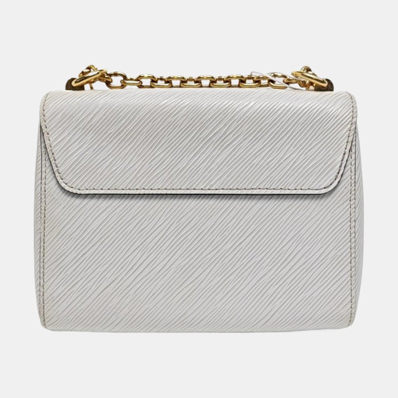 LOUIS VUITTON TWIST小號白色EPI牛皮水波紋單肩包斜挎包金色五金可拆卸肩帶-4