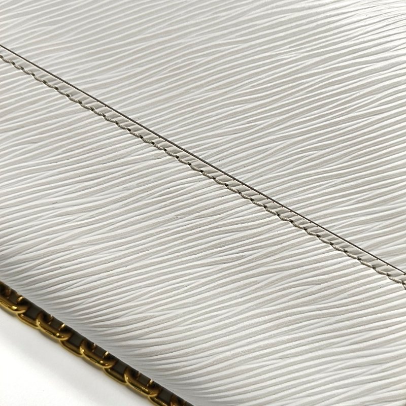 LOUIS VUITTON TWIST小號白色EPI牛皮水波紋單肩包斜挎包金色五金可拆卸肩帶-10