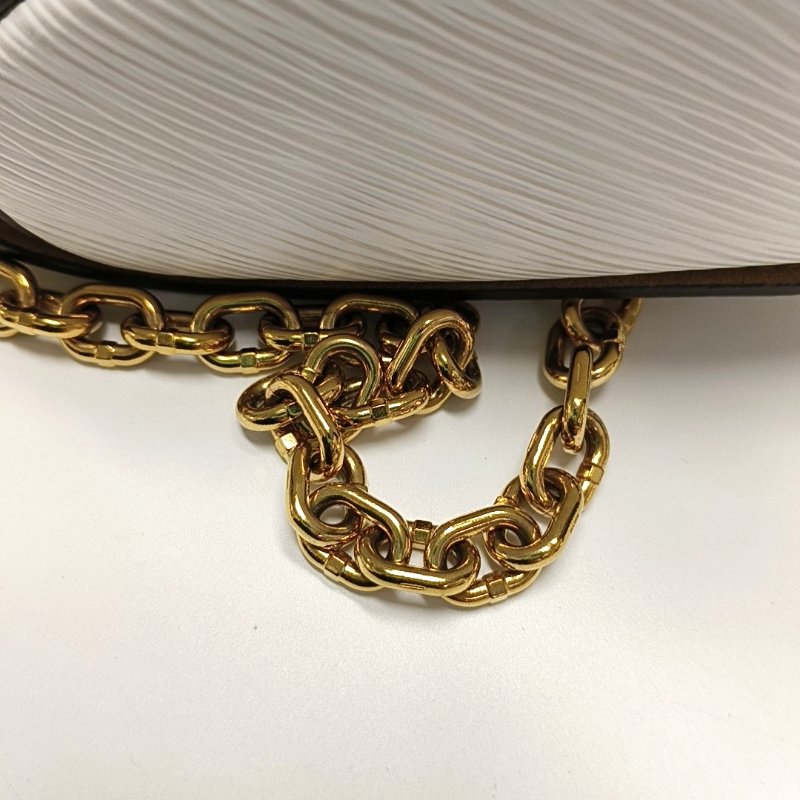 LOUIS VUITTON TWIST小號白色EPI牛皮水波紋單肩包斜挎包金色五金可拆卸肩帶-12