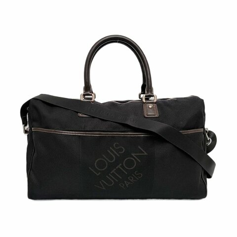 LOUIS VUITTON SOUVERAIN黑色織物單肩包手提包銀色五金