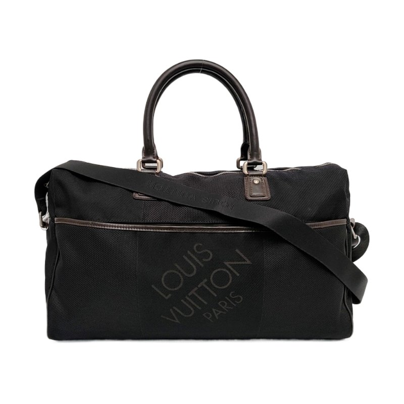 LOUIS VUITTON SOUVERAIN黑色織物單肩包手提包銀色五金-0