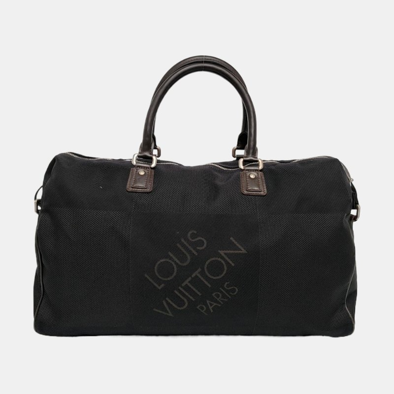 LOUIS VUITTON SOUVERAIN黑色織物單肩包手提包銀色五金-4